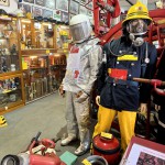 Essex Fire Museum Living Mannequin Wearing A Heat Resistant Aluminized Foil Refinery Proximity Suit mannequin-man performming as a Museum Dummy: Mannequin demonstrating hazard protection clothing. This mannequin is wearing a Heat Resistant Aluminized Foil Refinery Proximity Suit. for Essex Fire Museum on 28/05/2024