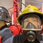 Essex Fire Museum Mannequin Wearing 1970s Yellow Cork Helmet Nomex Fire Tunic Yellow Waterproof Overtrousers Breathing Apparatus mannequin-man performming as a Museum Dummy: Mannequin man is a regular at The Essex Fire Museum providing fun and amusement to the visiting children and parents for Essex Fire Museum on 30/07/2023