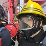 Essex Fire Museum Mannequin Wearing 1970s Yellow Cork Helmet Nomex Fire Tunic Yellow Waterproof Overtrousers Breathing Apparatus mannequin-man performming as a Museum Dummy: Mannequin man is a regular at The Essex Fire Museum providing fun and amusement to the visiting children and parents for Essex Fire Museum on 30/07/2023