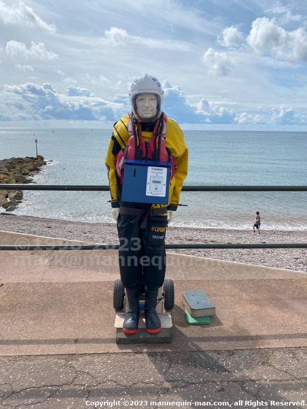 Became Sid again for the Sidmouth lifeboat collecting donations over two days of the bank holiday weekend - Human Living Mannequin Collects Donations For The Sidmouth Charity Lifeboat As Sid The Mannequin During August Bank Holiday Weekend Became Sid again for the Sidmouth lifeboat collecting donations over two days of the bank holiday weekend - Human Living Mannequin Collects Donations For The Sidmouth Charity Lifeboat As Sid The Mannequin During August Bank Holiday Weekend