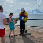 Human Living Mannequin Collects Donations For The Sidmouth Charity Lifeboat As Sid The Mannequin During August Bank Holiday Weekend mannequin-man performming as a Living Mannequin: Became Sid again for the Sidmouth lifeboat collecting donations over two days of the bank holiday weekend for Sidmouth Lifeboat on 26/08/2023