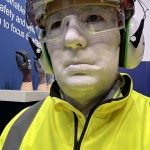 Living Mannequin Bunzl Greenham Stand Health And Safety Event Nec mannequin-man performming as a Living Mannequin: Amusing visitors as a white living mannequin at Safety & Health Expo for Bunzl Greenham on 30/04/2024