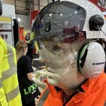 Living Mannequin Bunzl Greenham Stand Health And Safety Event Nec mannequin-man performming as a Living Mannequin: Amusing visitors as a white living mannequin at Safety & Health Expo for Bunzl Greenham on 30/04/2024
