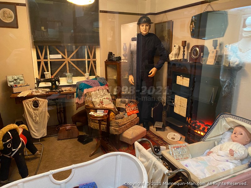 Domestic scene from 1940's living room - WW2 Civil Defence Mannequin at Thorpe Camp Visitor Centre Domestic scene from 1940's living room - WW2 Civil Defence Mannequin at Thorpe Camp Visitor Centre