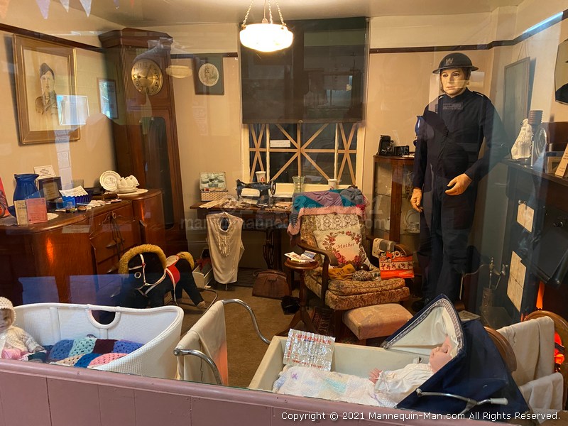Domestic scene from 1940's living room - WW2 Civil Defence Mannequin at Thorpe Camp Visitor Centre Domestic scene from 1940's living room - WW2 Civil Defence Mannequin at Thorpe Camp Visitor Centre