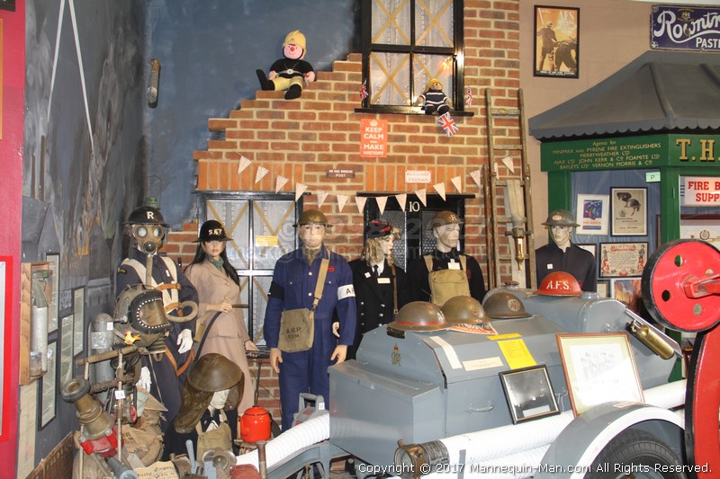 Mannequin man amusing the visitors to the Essex Fire Museum as the World War 2 ARP warden exhibit - WW2 ARP Warden Living Mannequin Fun at the Essex Fire Museum Mannequin man amusing the visitors to the Essex Fire Museum as the World War 2 ARP warden exhibit - WW2 ARP Warden Living Mannequin Fun at the Essex Fire Museum
