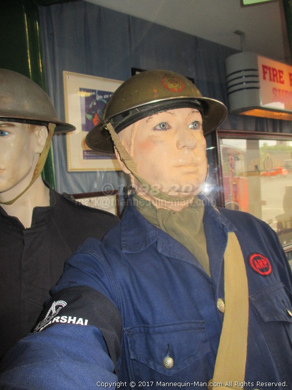 Mannequin man amusing the visitors to the Essex Fire Museum as the World War 2 ARP warden exhibit - WW2 ARP Warden Living Mannequin Fun at the Essex Fire Museum Mannequin man amusing the visitors to the Essex Fire Museum as the World War 2 ARP warden exhibit - WW2 ARP Warden Living Mannequin Fun at the Essex Fire Museum